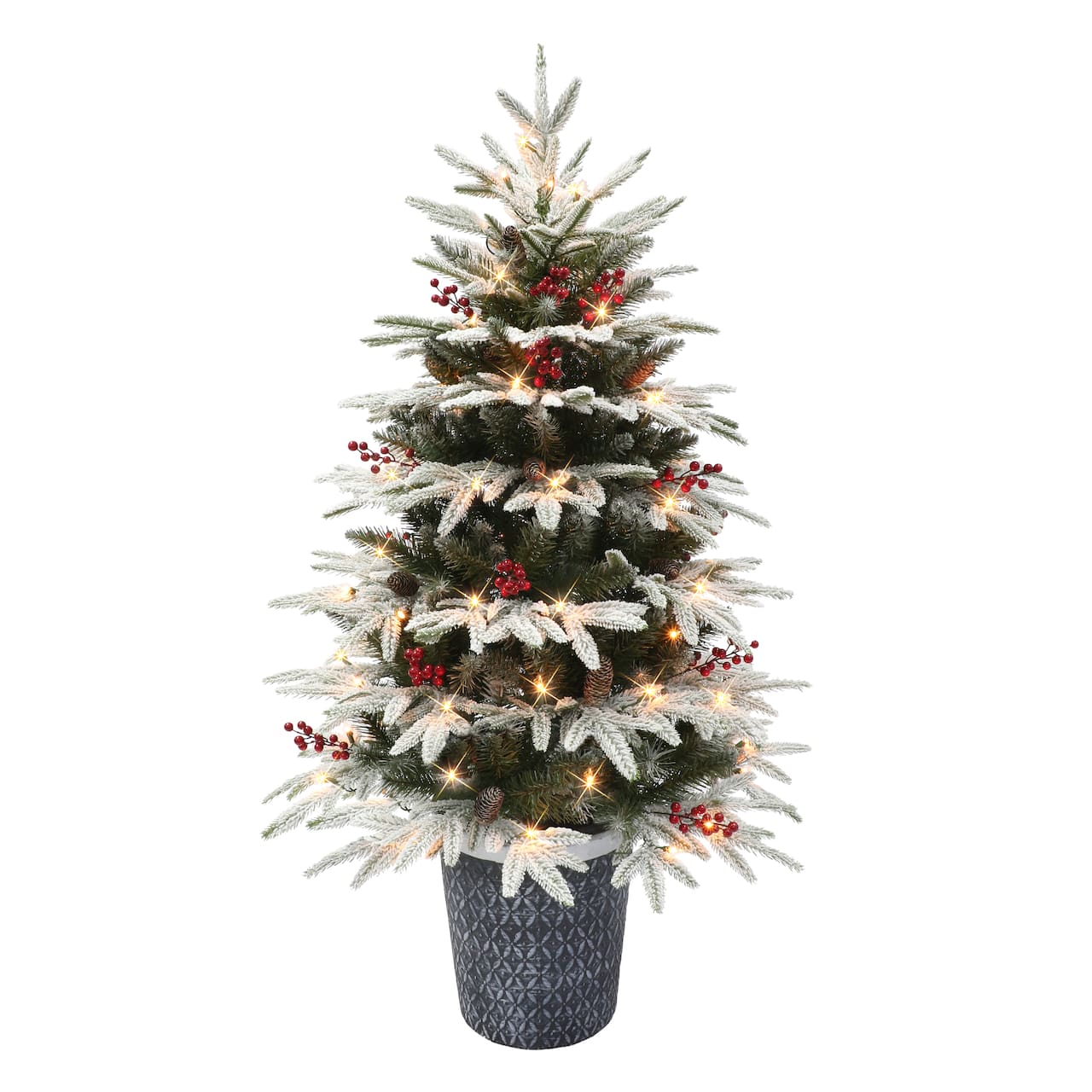 4.5ft. Pre-Lit Halifax Fir Artificial Potted Christmas Tree, Clear Lights